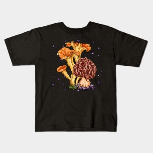 Bright graphic mushrooms, morel hunter Kids T-Shirt